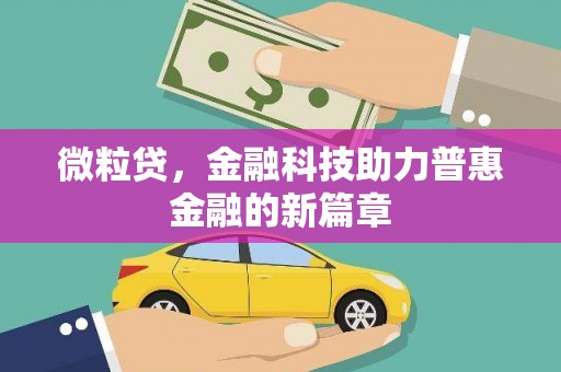 金乡微粒贷，金融科技助力普惠金融的新篇章