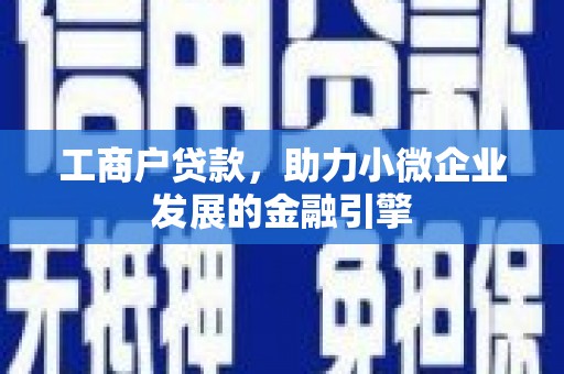 金乡工商户贷款，助力小微企业发展的金融引擎