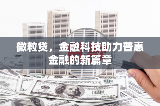 金乡微粒贷，金融科技助力普惠金融的新篇章