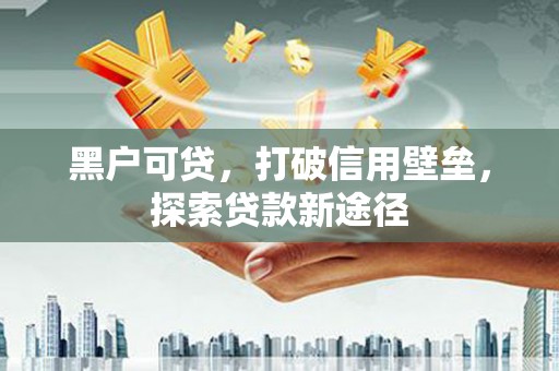 金乡黑户可贷，打破信用壁垒，探索贷款新途径