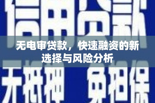 金乡无电审贷款，快速融资的新选择与风险分析