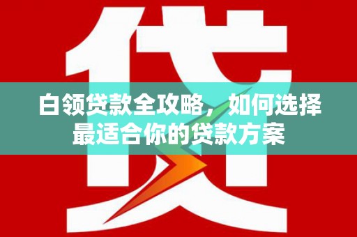 金乡白领贷款全攻略，如何选择最适合你的贷款方案